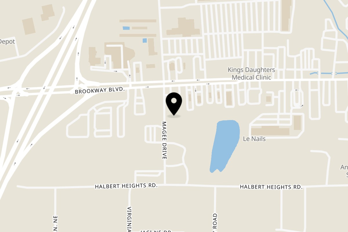 Map showing the location of Bowie Barbeque on 333 Magee Drive in Brookhaven